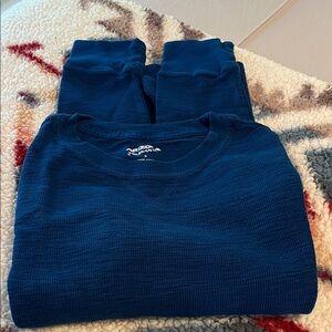 Dark Blue Thermal Top and Leggings Set